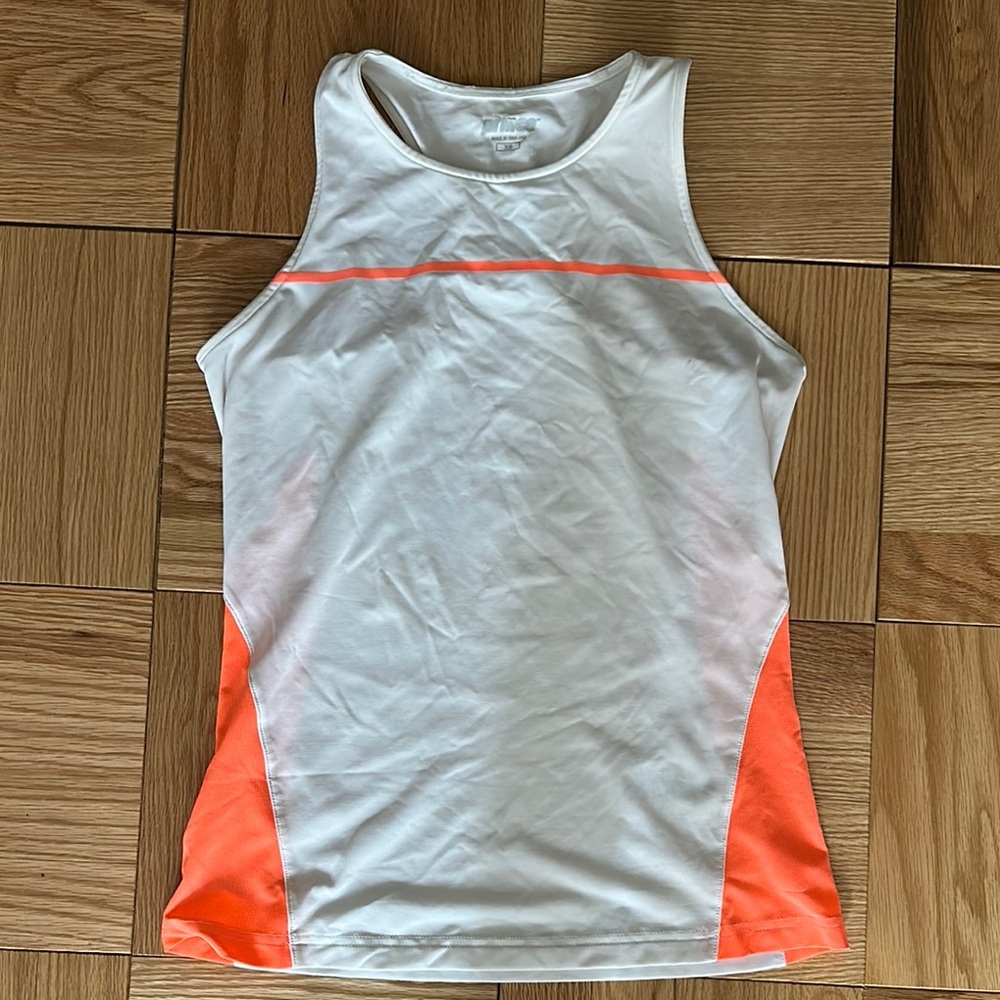 Prince White and Orange Athletic Tank Top